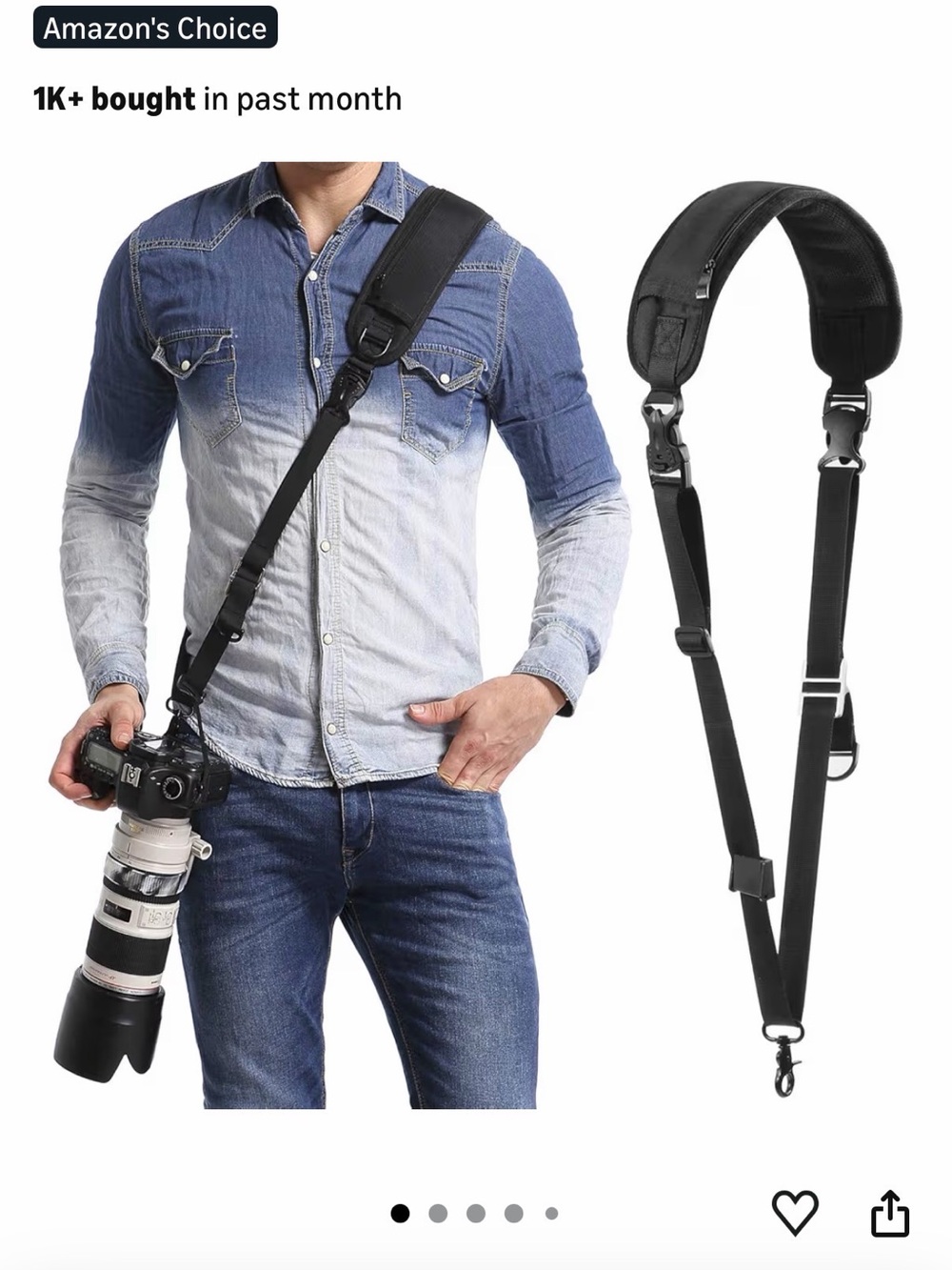 Black Camera Sling Strap - Comfortable Crossbody Carry